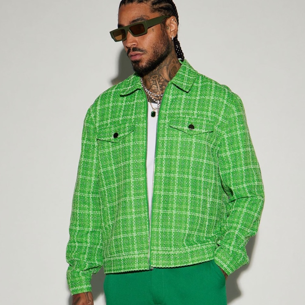 Men's Green Plaid Lightweight Jacket